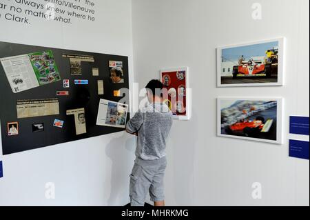 MUSEUM OF THE AUTORROME MONZA ENI CIRCUIT PREVIEW OF THE EXHIBITION GILLES VILLENEUVE. THE MYTH THAT DOES NOT DIE. PHOTOGRAPHERS ERCOLE COLOMBO (Gianpietro Malosio, MONZA - 2018-05-03) ps the photo can be used respecting the context in which it was taken, and without the defamatory intent of the decoration of the people represented Stock Photo