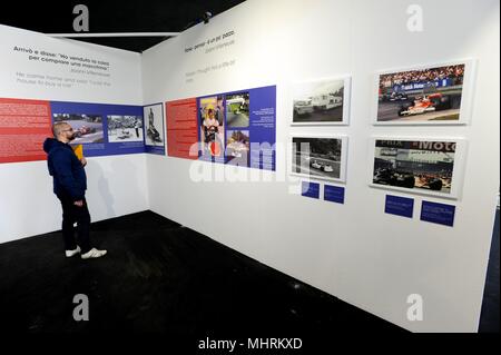 MUSEUM OF THE AUTORROME MONZA ENI CIRCUIT PREVIEW OF THE EXHIBITION GILLES VILLENEUVE. THE MYTH THAT DOES NOT DIE. PHOTOGRAPHERS ERCOLE COLOMBO (Gianpietro Malosio, MONZA - 2018-05-03) ps the photo can be used respecting the context in which it was taken, and without the defamatory intent of the decoration of the people represented Stock Photo