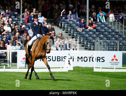 Gloucestershire, UK. 3rd May 2018. Oliver Townend riding Cooley SRS during the Dressage Phase of the 2018 Mitsubishi Motors Badminton Horse Trials, Badminton, United Kingdom. Jonathan Clarke/Alamy Live News Stock Photo