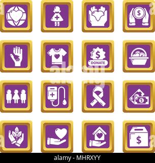 Insurance icons set purple square vector Stock Vector Image & Art - Alamy