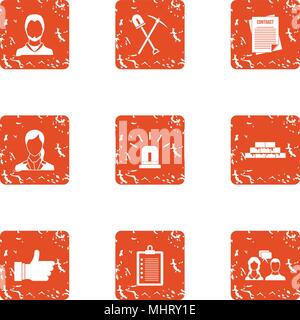 Ownership icons set, grunge style Stock Vector