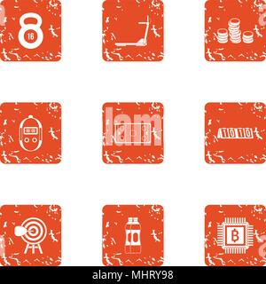Remittance icons set, grunge style Stock Vector
