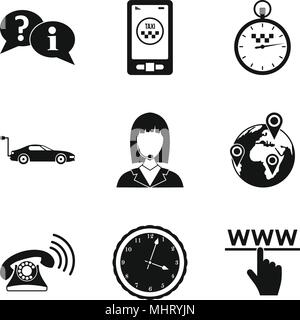 Business hours icons set, simple style Stock Vector
