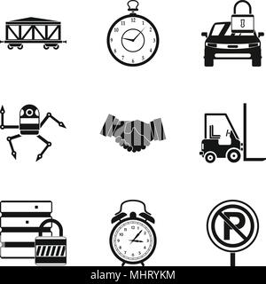 Working hours icons set, simple style Stock Vector