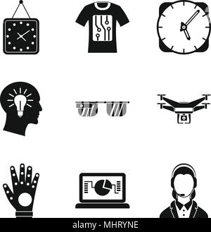 Time schedule icons set, simple style Stock Vector