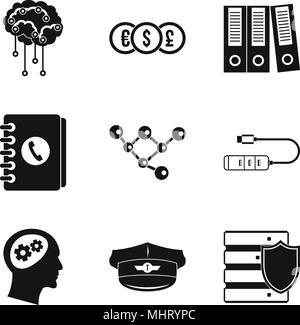 Work plan icons set, simple style Stock Vector