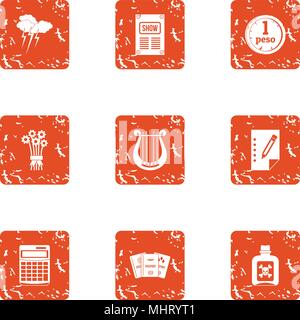 Technical documentation icons set, grunge style Stock Vector