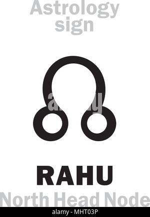 Astrology Alphabet: RAHU (Caput Draconis), Lunar Ascending North Head Node. Hieroglyphics character sign (single symbol). Stock Vector