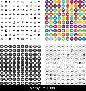 100 transport icons set vector variant Stock Vector