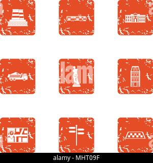 Urban movement icons set, grunge style Stock Vector