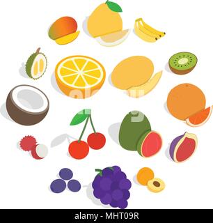 Fruit icons set, isometric 3d style Stock Vector