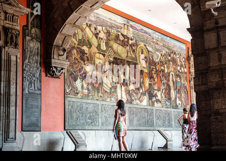 Mexico City,Hispanic,Centro historico,historic Center Centre,National Presidential Palace Palacio Nacional,mural,Diego Rivera,Marketplace Tlatelolco,w Stock Photo