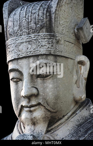 Civil officer stonetone statue in God Way Ming Tombs, Beijing.The Ming Tombs are the tombs of thirteen emperors of the Ming Dynasty of China Stock Photo