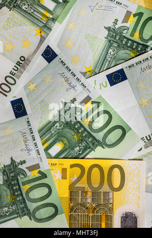 A flat view of euro banknotes close up vertical Stock Photo - Alamy