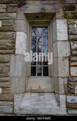 medieval castle internal yellow glass door detail Stock Photo