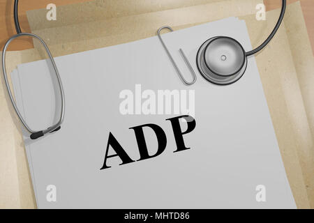 3D illustration of ADP title on a medical document Stock Photo