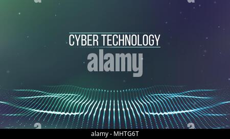 Background 3d grid.Cyber technology Ai tech wire network futuristic wireframe. Artificial intelligence . Cyber security background Vector illustration Stock Vector