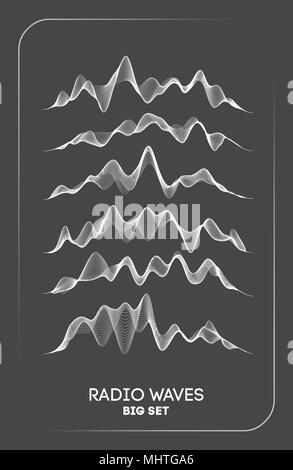 Radio waves vector. Radio frequency identification. Wireless communication. Sound waves abstract vector illustration Stock Vector