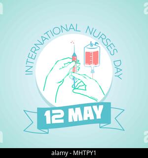 Calendar for each day on may 12. Greeting card. Holiday - International Nurses Day. Icon in the linear style Stock Vector