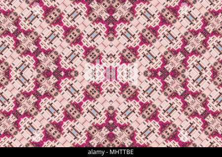 Kaleidoscope image photography with pink leaves and windows. Kaleidoscope background Stock Photo