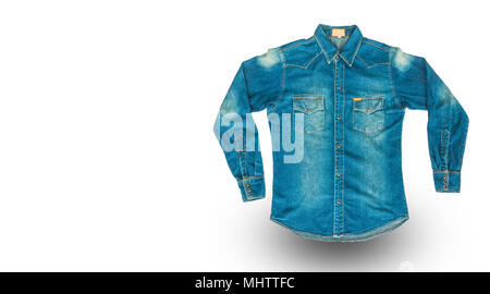 Blue shirt jeans isolated on white background Stock Photo