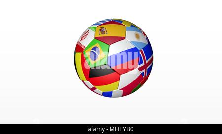 Studioshot of a World Cup football with flags Stock Photo