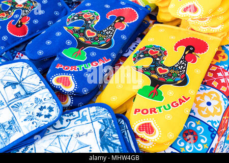 PORTO, PORTUGAL - JANUARY 18,2018: Assorted traditional Portugese souvenirs on sale in Porto, Portugal. Stock Photo