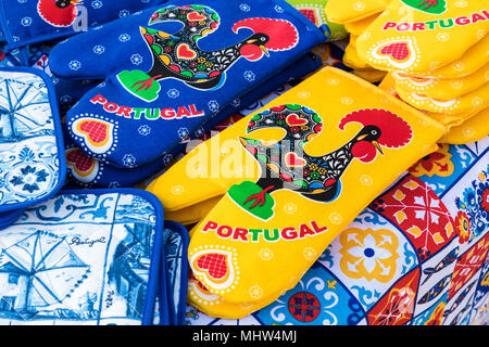 PORTO, PORTUGAL - JANUARY 18,2018: Assorted traditional Portugese souvenirs on sale in Porto, Portugal. Stock Photo