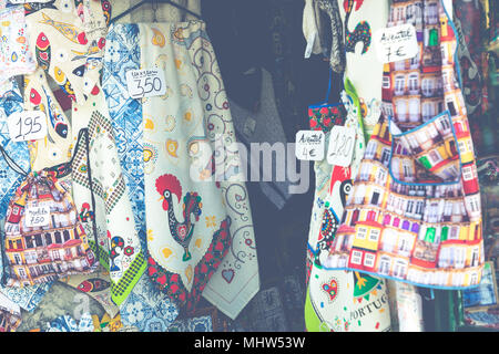 PORTO, PORTUGAL - JANUARY 18,2018: Assorted traditional Portugese souvenirs on sale in Porto, Portugal. Stock Photo