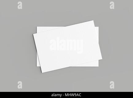 Business card mock up isolated on gray background. Horizontal. 3D illustrating Stock Photo