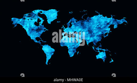 World map made out of water 3D render Stock Photo