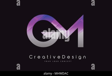 initial letter GM logotype company name colored blue and magenta
