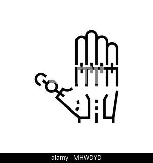 Robotic hand - line design single isolated icon Stock Vector