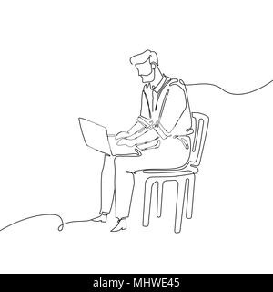 Businessman with a notebook - one continuous line design style illustration Stock Vector