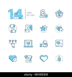 Likes - set of line design style icons Stock Vector