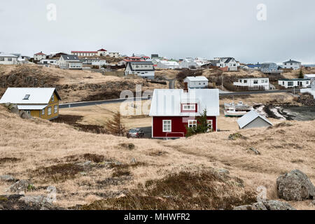 West Iceland - typical houses in the picturesque town of Stykkishólmur on the Snæfellsnes peninsula. Stock Photo