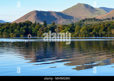 Looking west over Derwent Water from Keswick in the Lake District National Park in Cumbria, England Stock Photo