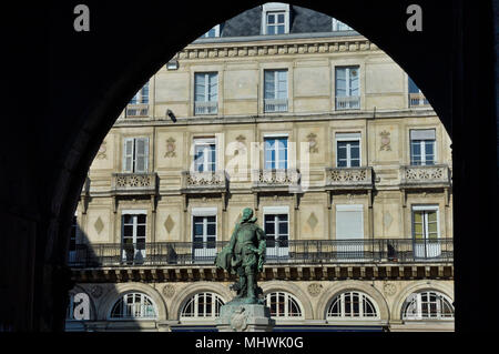 Town hall square, statue of Jean Guiton, LA ROCHELLE, Charente-Maritime department., France Stock Photo