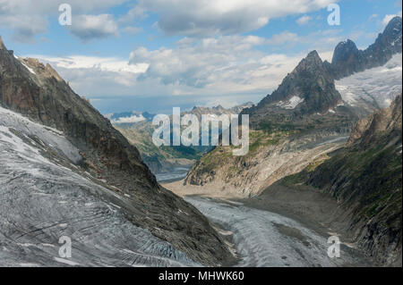 Sightseeing airplane flight over the Massif of Mont Blanc, Rhone-Alpes region, France Stock Photo