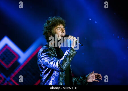 Rome, Italy - May 01, 2018: Max Gazzè performs on the stage of the concert of the first of May, in Piazza San Giovanni. The Italian singer is among th Stock Photo