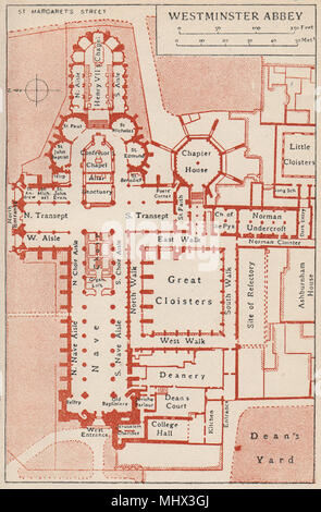 WESTMINSTER ABBEY. Vintage map plan. London, 1935 Stock Photo - Alamy