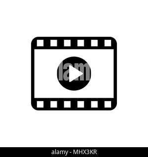 Play video icon in flat style. Movie icon. Video player symbol isolated on white background. Simple play video abstract icon in black. Vector illustra Stock Vector