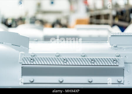 Assembly room at big industrial plant manufacturing tractors and harvesters Stock Photo