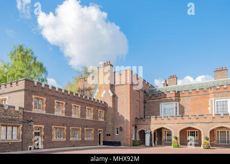 Photographed from the rear, St James Palace is the most senior Royal palace in the UK.  It is used as the ceremonial meeting place of the Accession Co Stock Photo