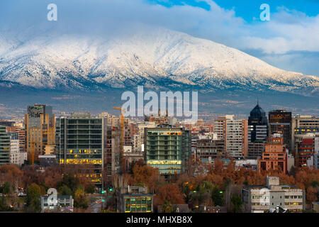 Buildings at Providencia district with Los Andes Mountains in the back, Providencia, Santiago de Chile Stock Photo