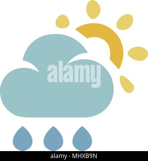 Rain cloud and sun icon, cartoon style Stock Vector