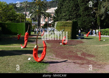 GENOA, ITALY - APRIL 27 2017 -  Euroflora in Nervi parks: is the most important among the European floralies 86 thousand square meters and 5 kilometer Stock Photo