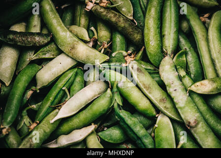 Green peas in a pod, background photo with selective focus Stock Photo