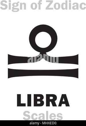 Astrology Alphabet: Sign of Zodiac LIBRA (The Scales). Hieroglyphics character sign (single symbol). Stock Vector