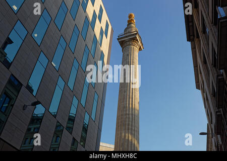 The Monument to the Great Fire of London, more commonly known simply as the Monument Stock Photo